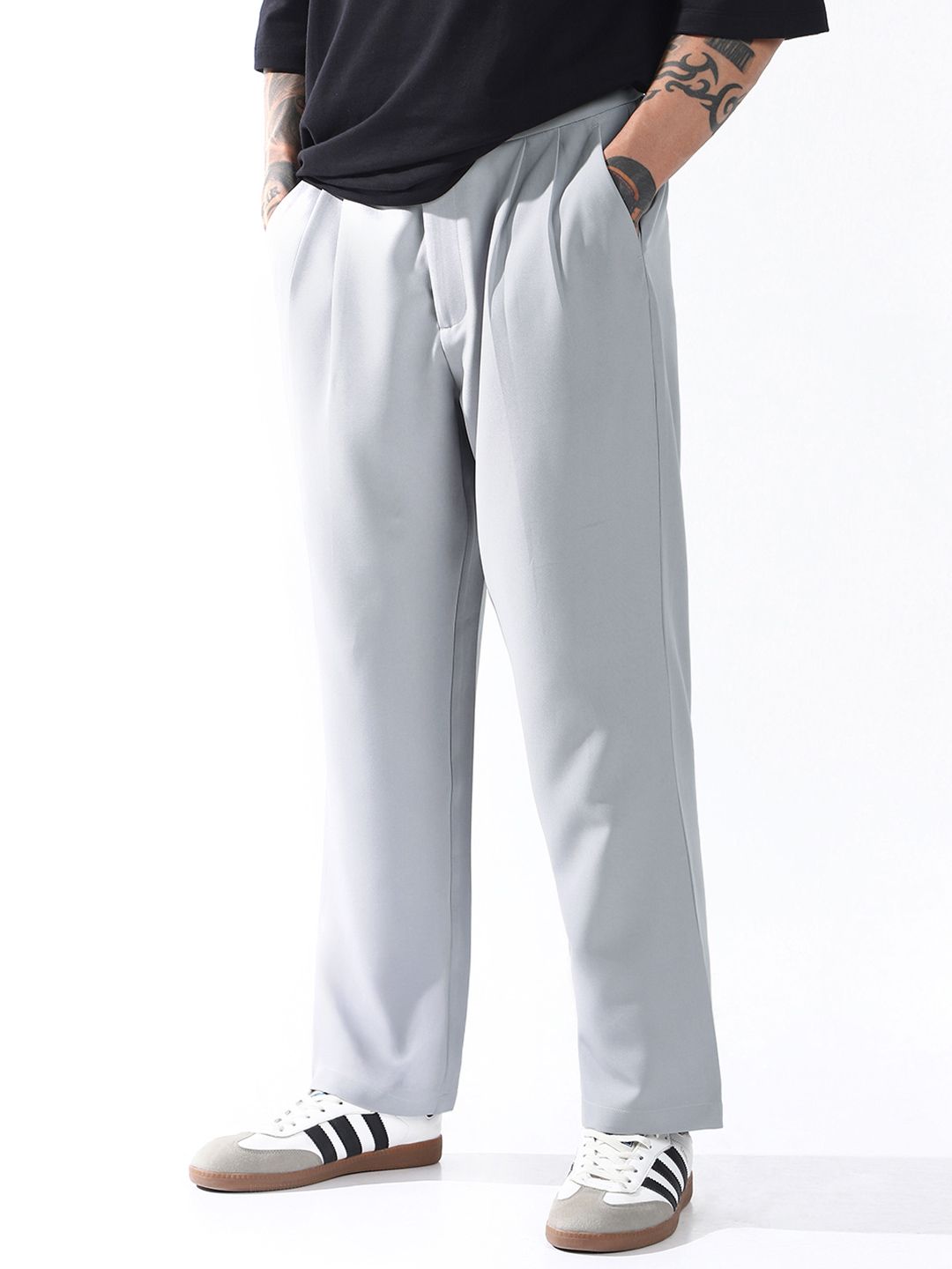 Buy Hubberholme Men Relaxed Fit Wrinkle Free Wash Pleated Korean