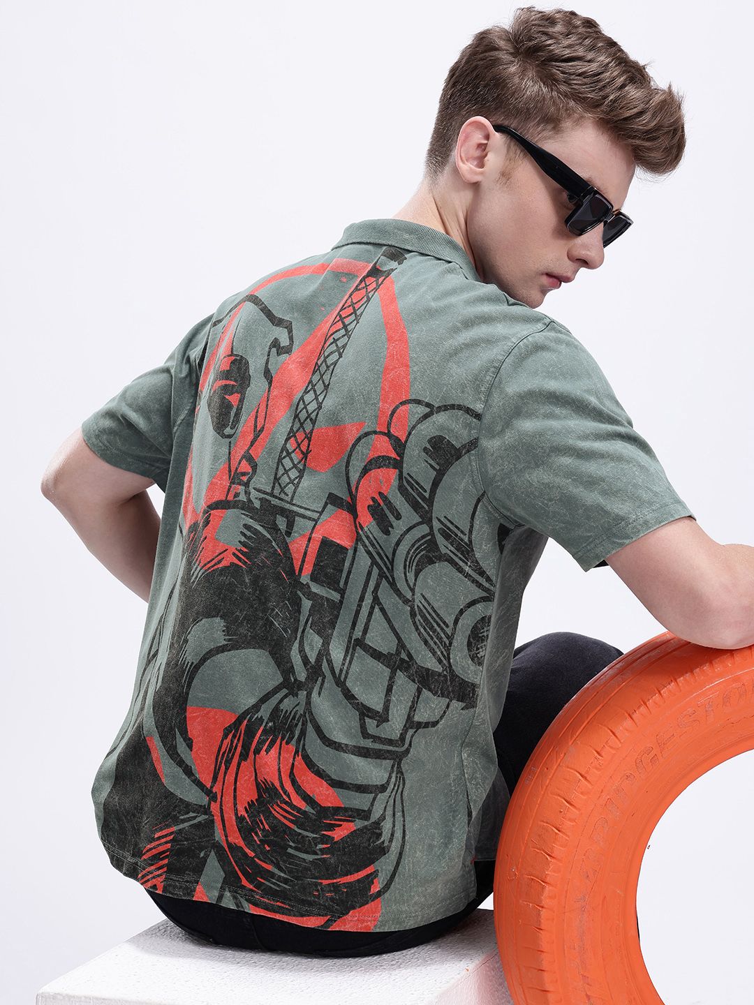 Kook N Keech Marvel Men Printed Polo Collar Oversized T-shirt