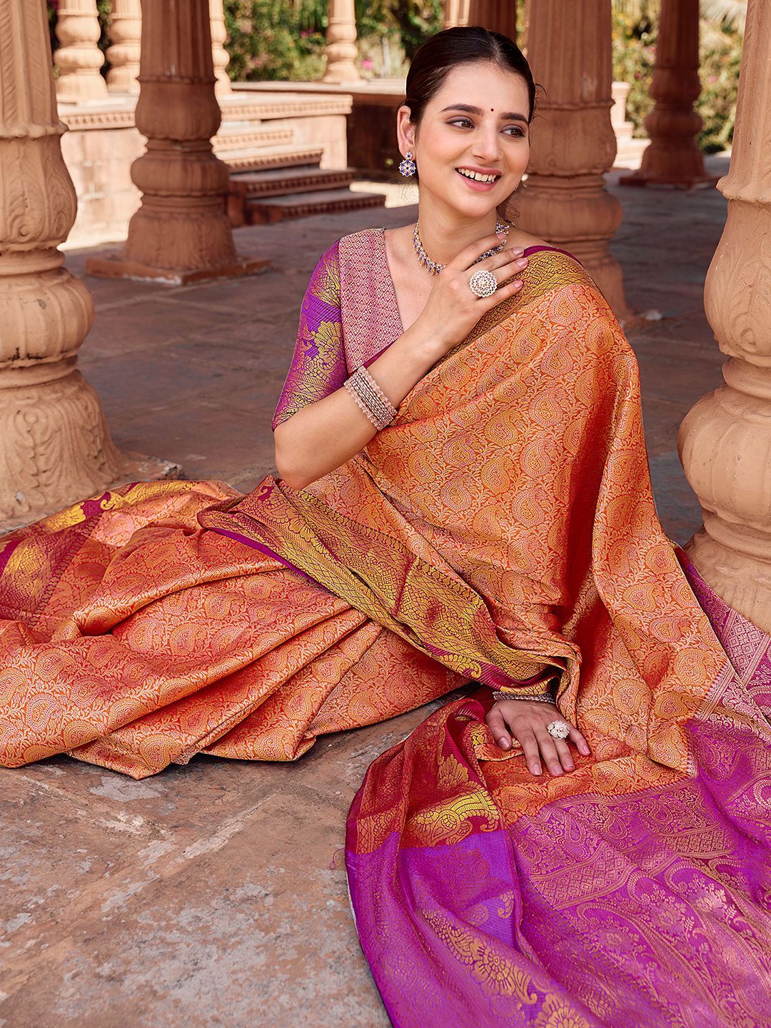 Satrani Woven Design Zari Paithani Saree
