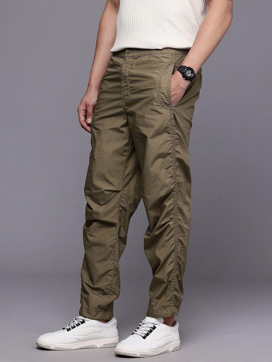 Buy Allen Solly Men Comfort Crop Pure Cotton Chinos Trousers