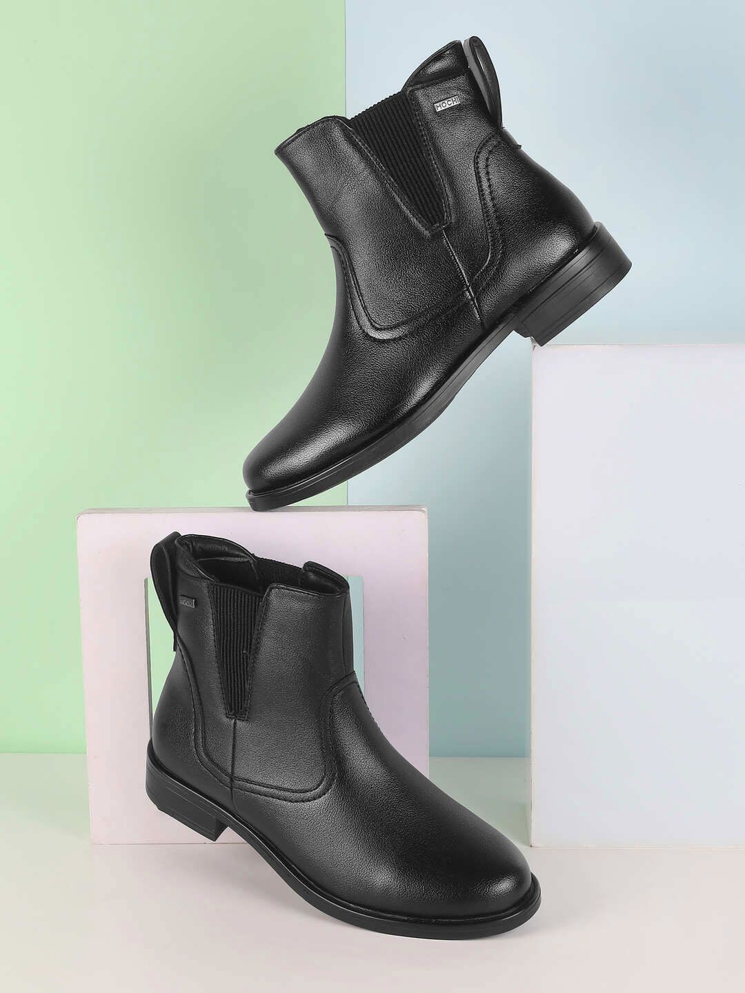Mochi Women Casual Block-Heeled Chelsea Boots