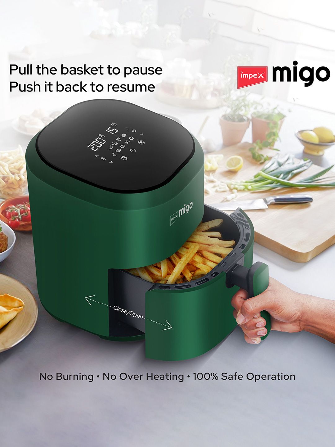 Buy IMPEX Migo Smart Green 1200W Electrical Air Fryer - Air Fryer