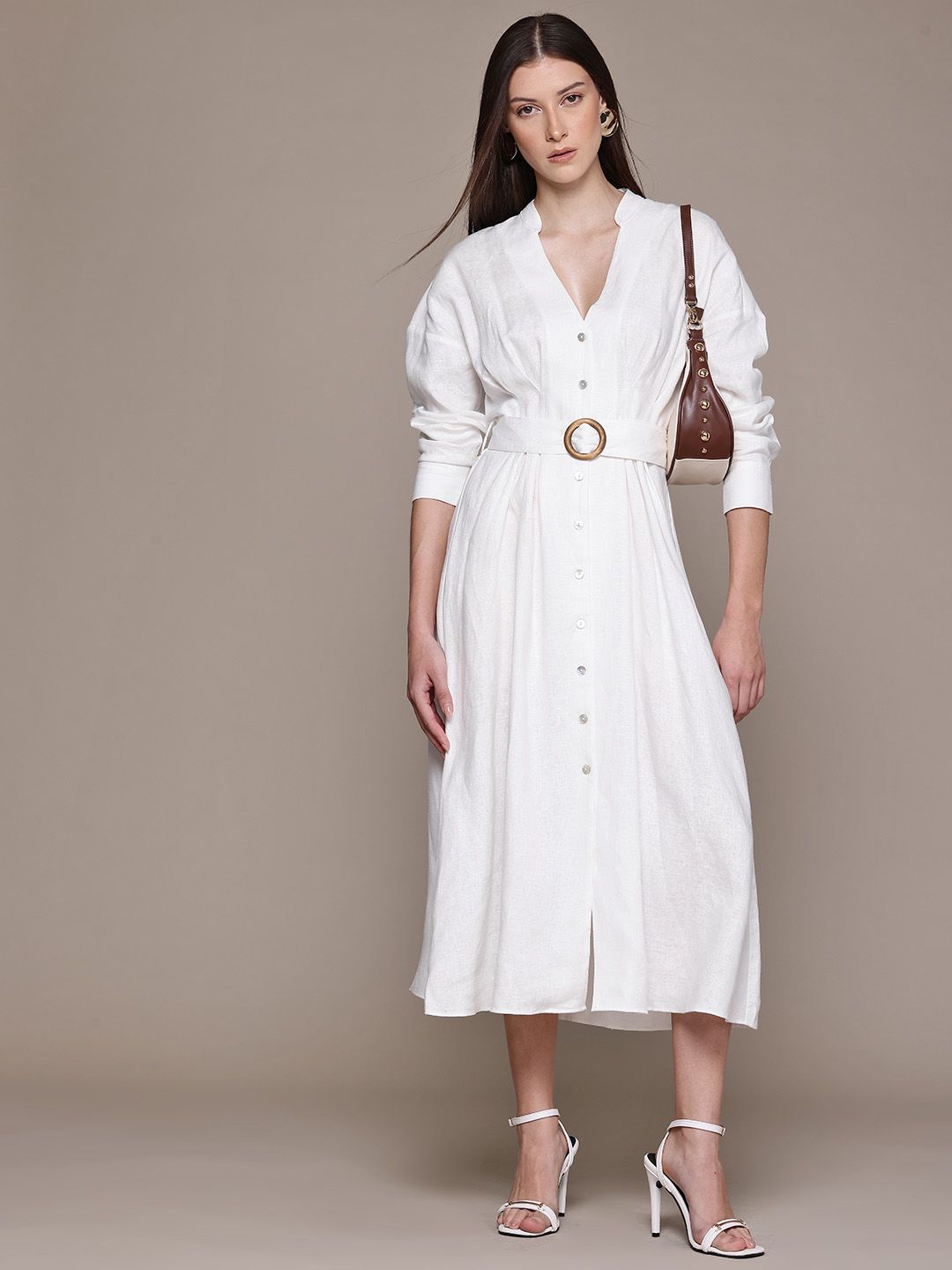 linen dresses size 12 EVEREVE Women's Cassie Stretch Linen Dress, Size XS, Tan main image 1
