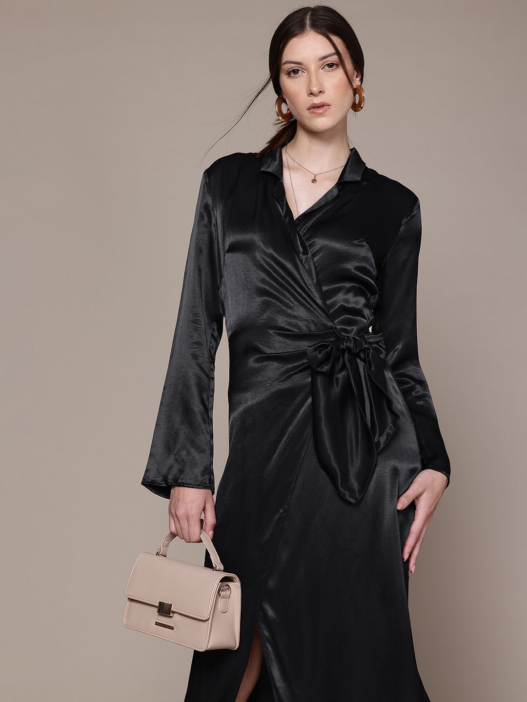 Buy MANGO Lapel Collar Belted Detail Flared Sleeves Wrap-Style Satin Party Midi Blazer Dress - Dresses for Women 33271833 | Myntra Buy MANGO Lapel Collar Belted Detail Flared Sleeves Wrap-Style Satin Party Midi Blazer Dress - Dresses for Women 33271833 | Myntra