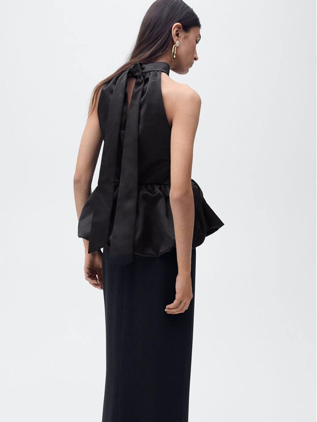 Halter Neck Gathered Peplum Top