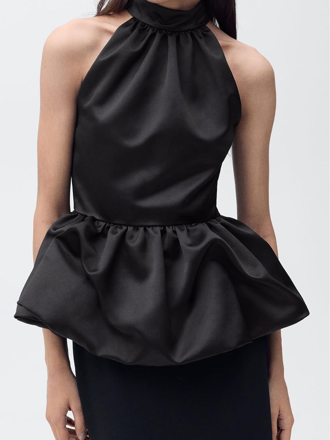 Halter Neck Gathered Peplum Top