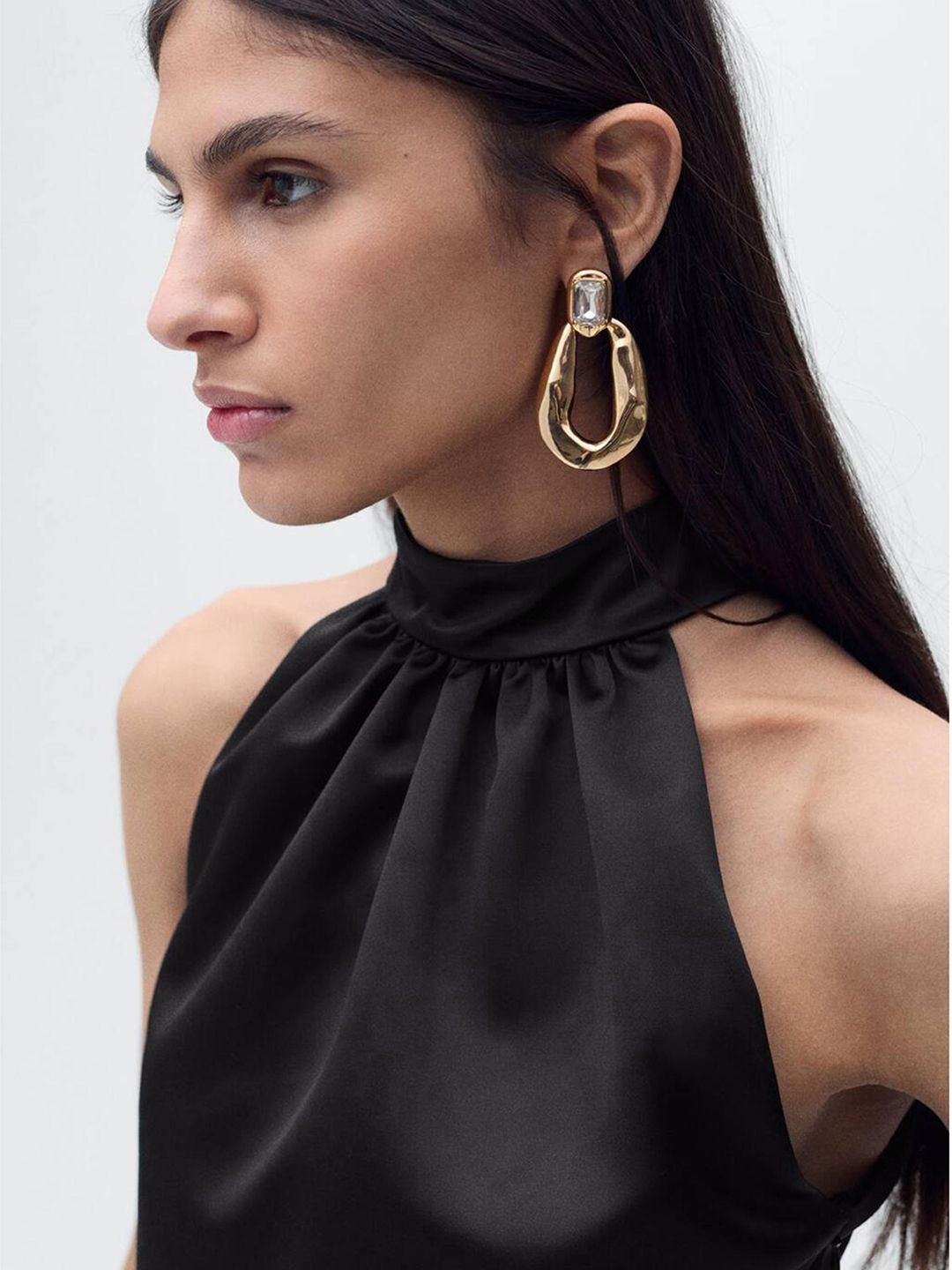 Halter Neck Gathered Peplum Top