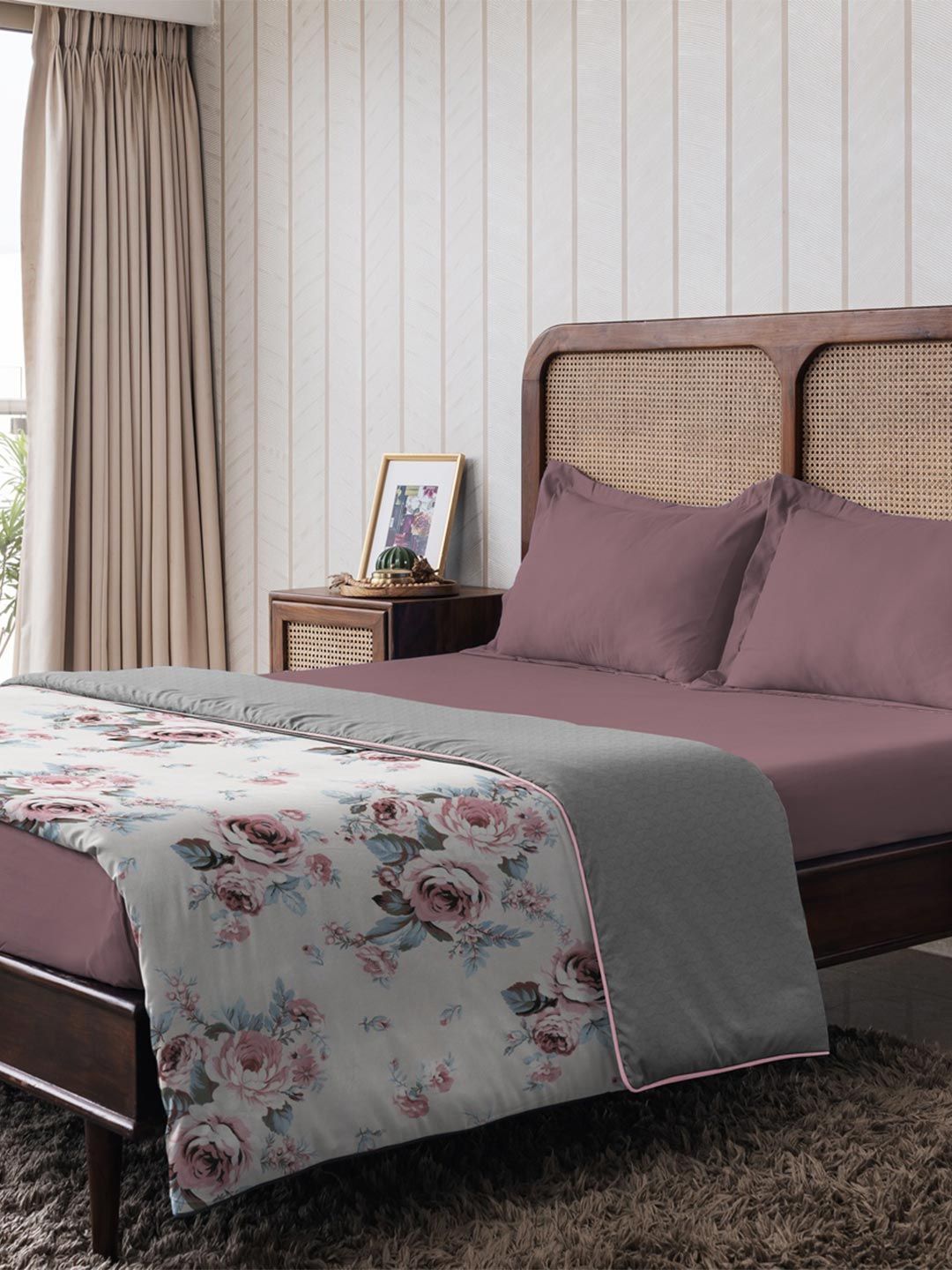 The Happy Pod Pink & White Floral Microfiber AC Room 80 GSM Double Bed Dohar