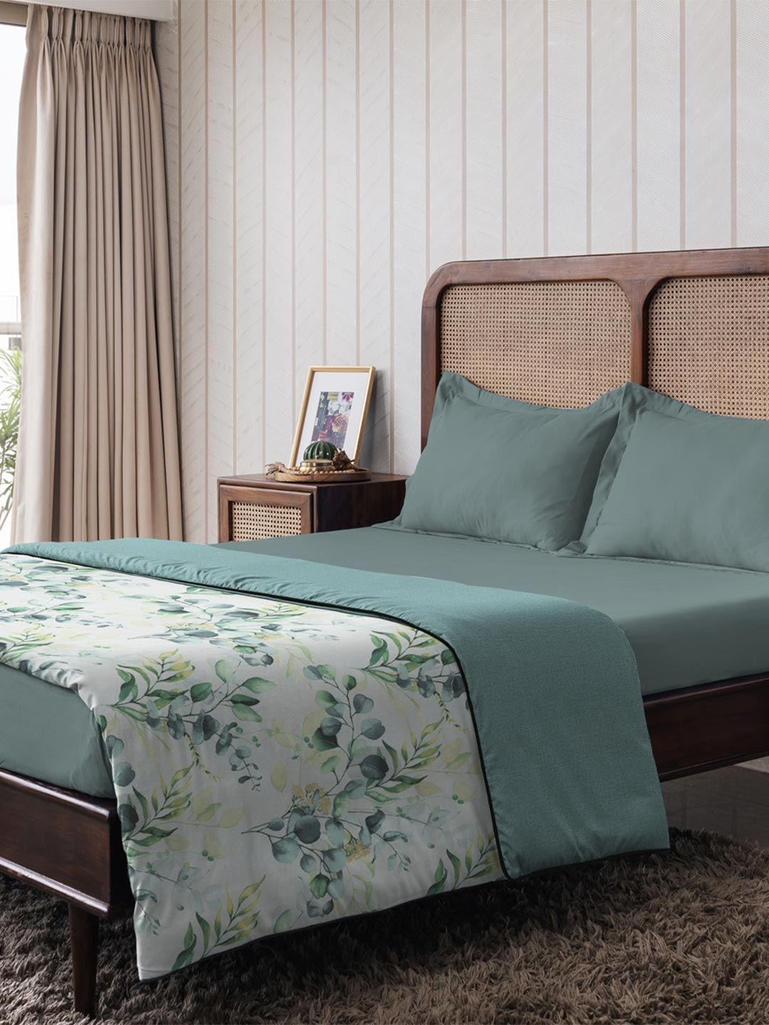 The Happy Pod Green & Yellow Floral Microfiber AC Room 80 GSM Double Bed Dohar