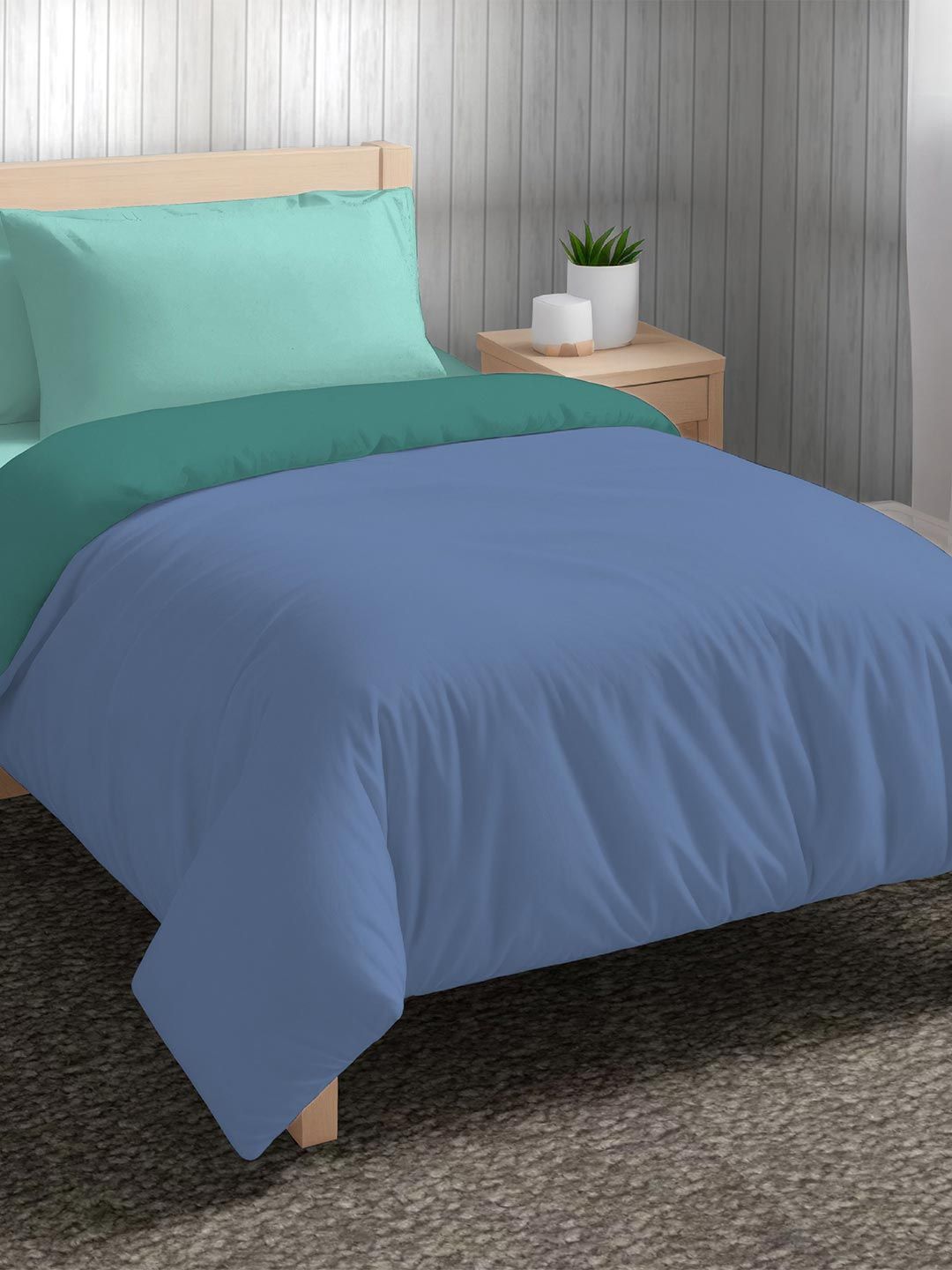 The Happy Pod Blue & Green Microfiber AC Room 150 GSM Single Bed Comforter