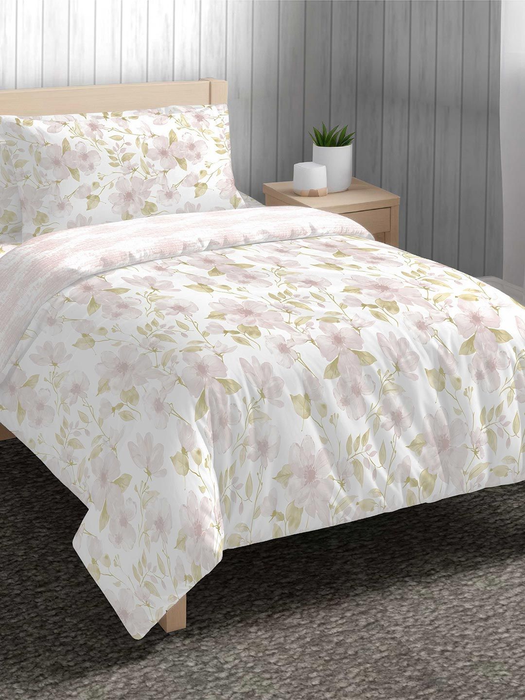 The Happy Pod Pink & White Floral Pure Cotton AC Room 150 GSM Single Bed Comforter