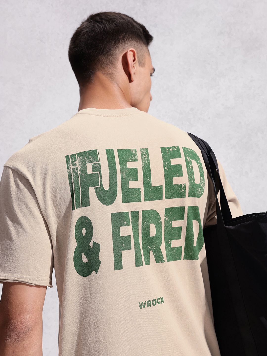WROGN Typography Printed Drop-Shoulder Sleeves Pure Cotton Oversized T-shirt