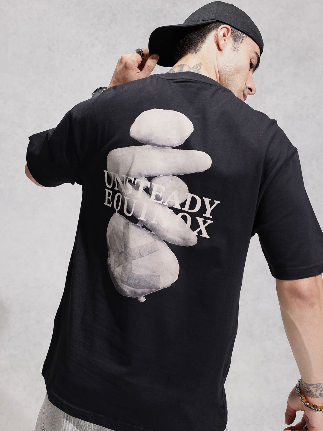WROGN Graphic Printed Drop-Shoulder Sleeves Pure Cotton Oversized Fit T-shirt