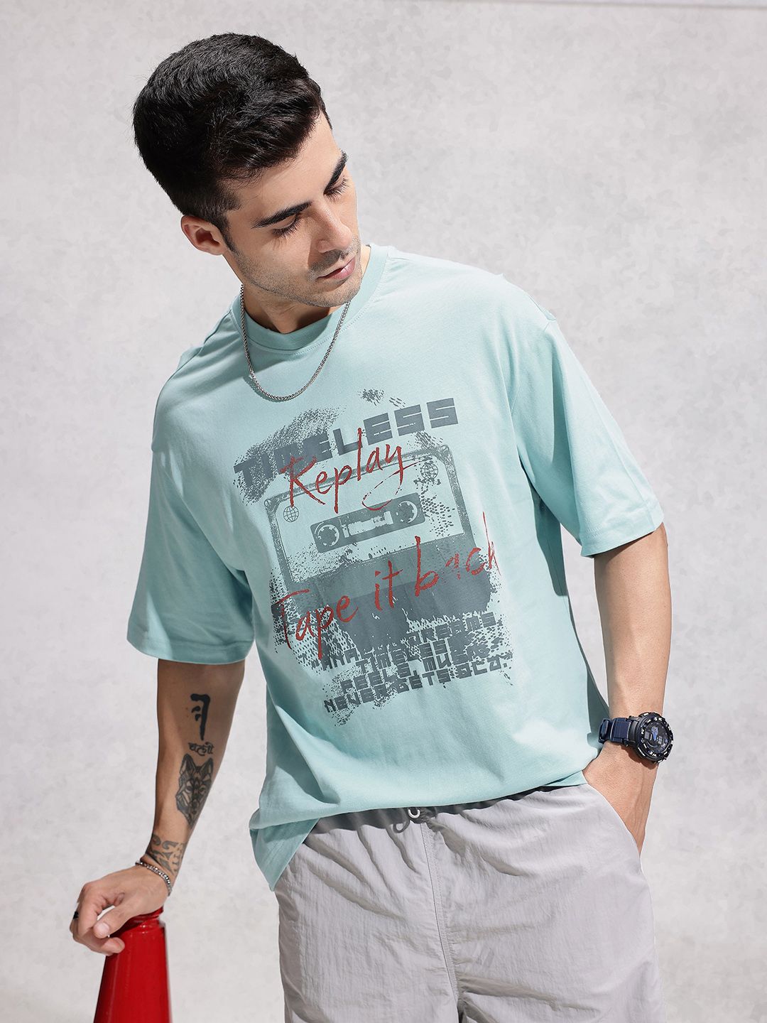 WROGN Graphic Printed Pure Cotton Oversized T-shirt