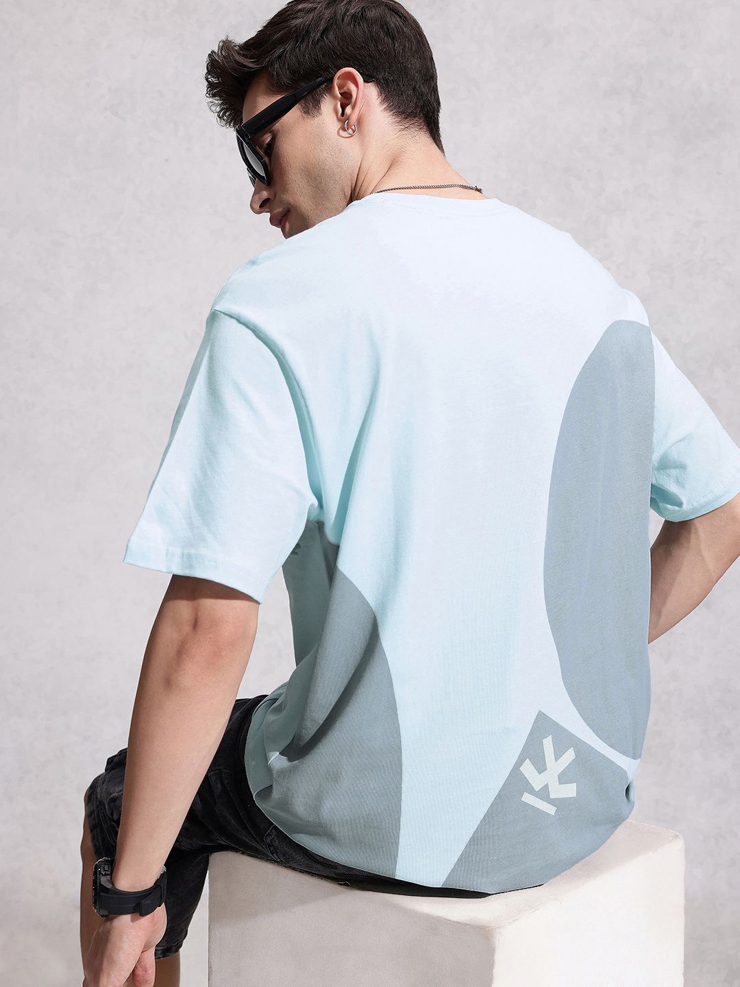 WROGN Pure Cotton Geometric Printed Oversized T-shirt
