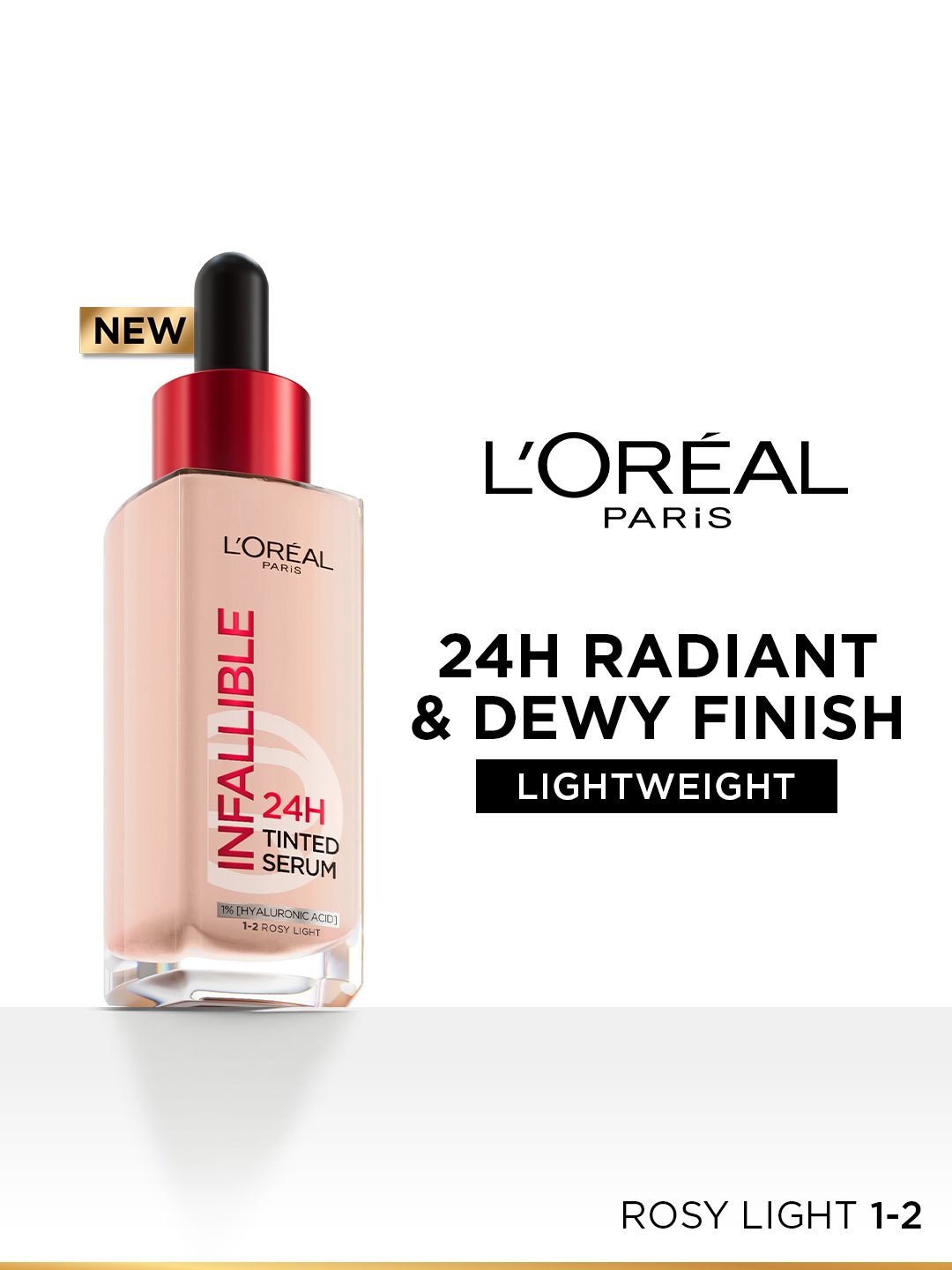 LOreal LOreal Paris Infallible 24H Lightweight Dewy Tinted Serum Foundation 30ml - Rosy Light 1-2