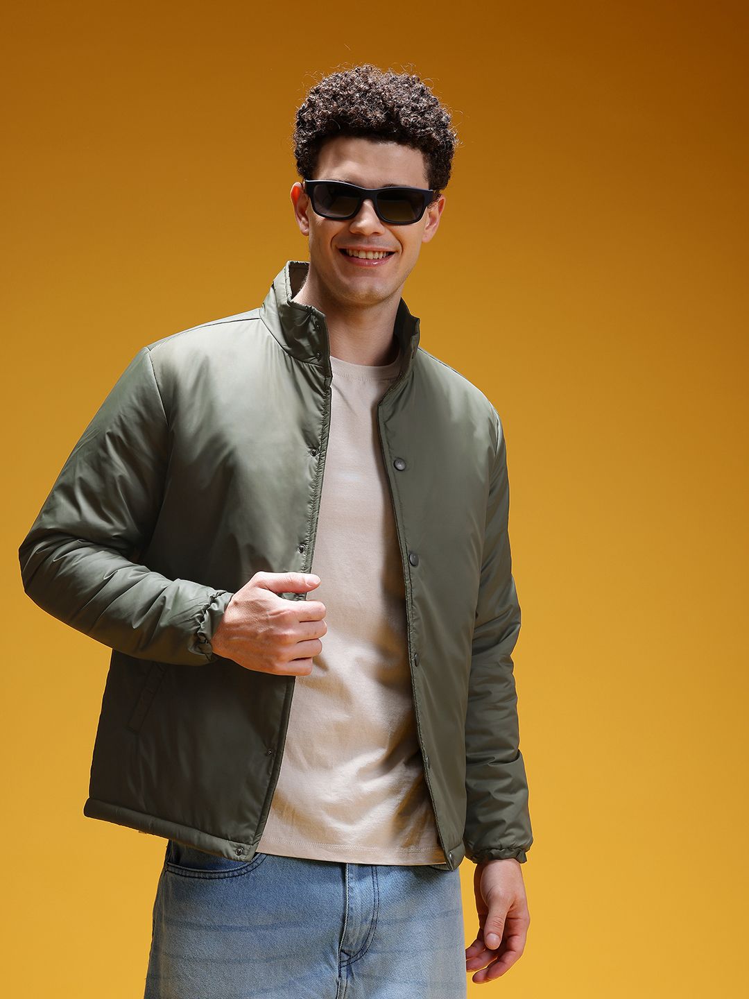 HERE&NOW Mock Collar Padded Jacket