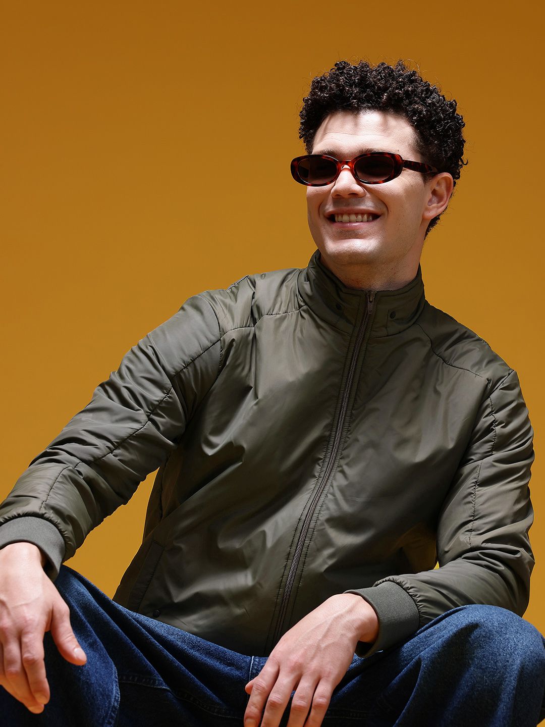 HERE&NOW Mock Collar Padded Bomber Jacket