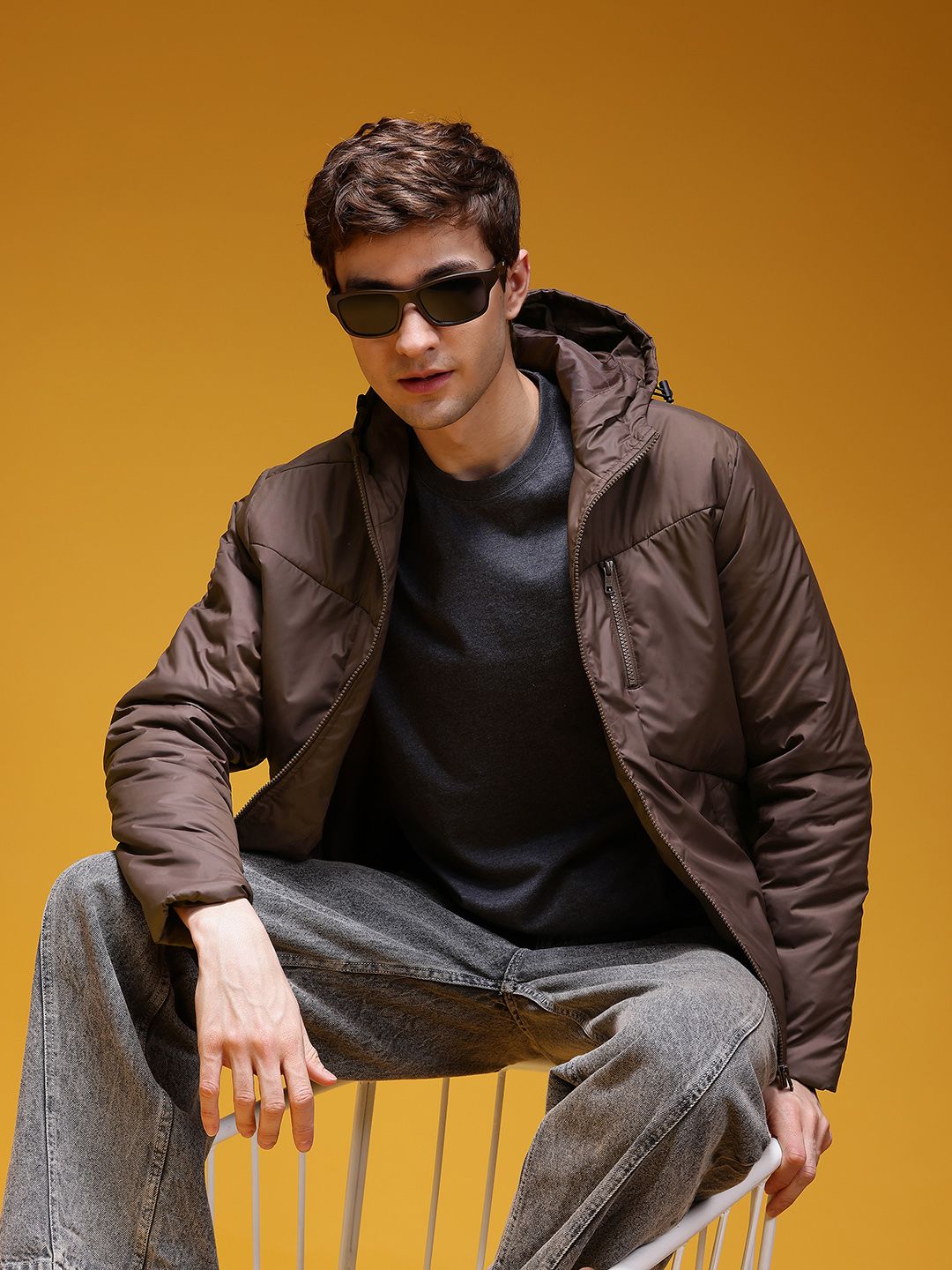 HERE&NOW Hooded Windcheater Jacket with Zip Detail