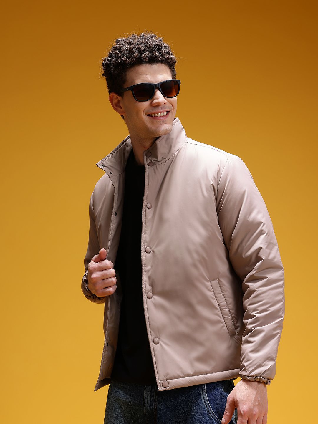 HERE&NOW Mock Collar Padded Bomber Jacket