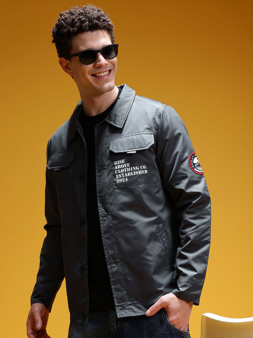 HERE&NOW Typography Print Applique Detail Tailored Jacket