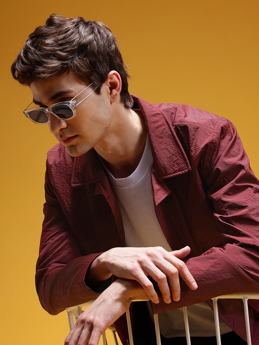 HERE&NOW Spread Collar Tailored Jacket with Utility Pockets