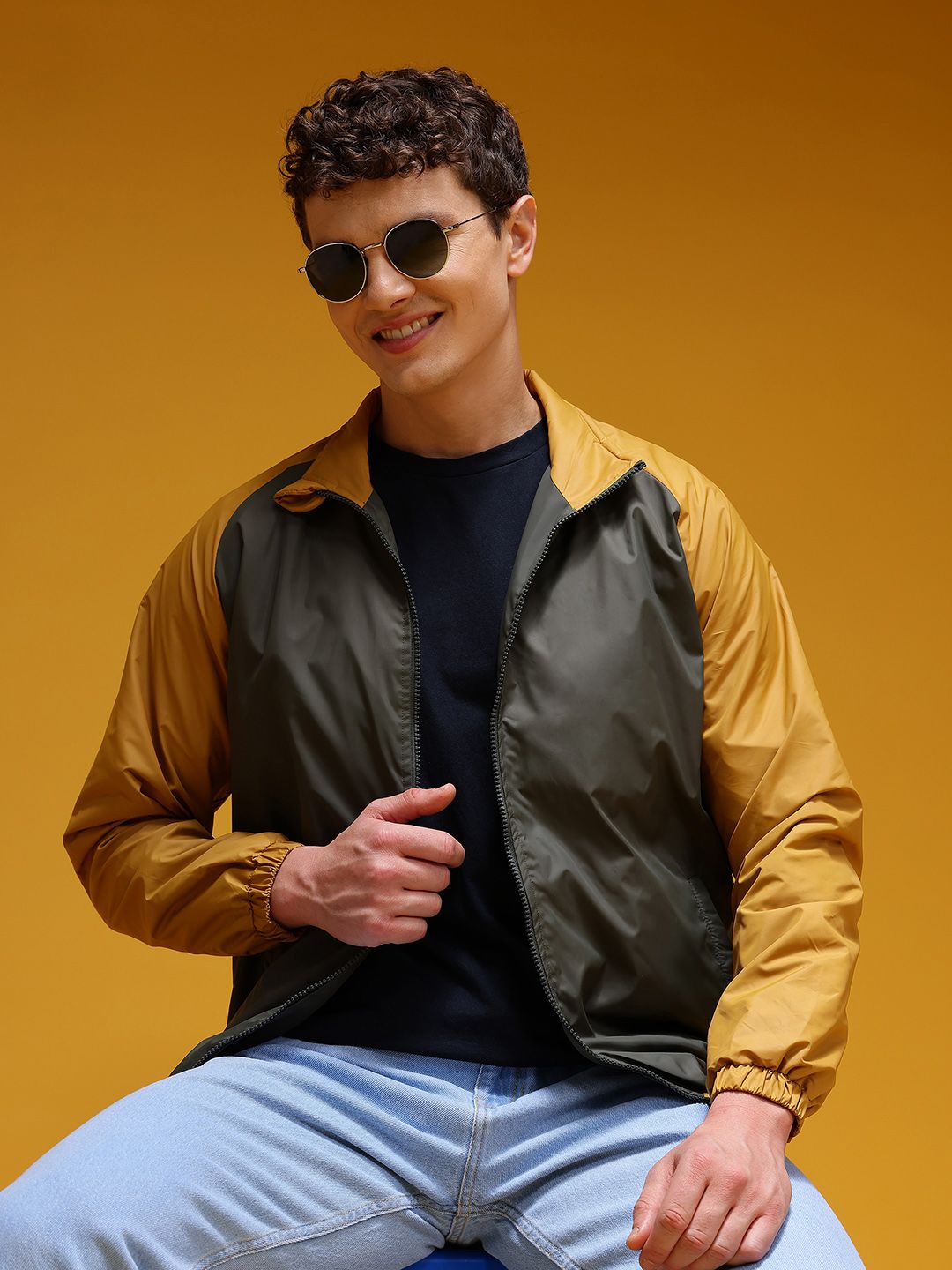 HERE&NOW Colorblocked Hooded Bomber Jacket