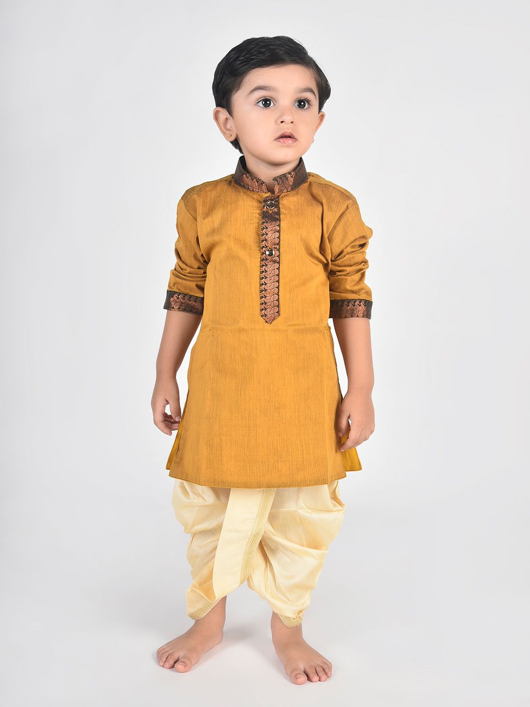 BAESD Boys Embroidered Regular Pure Cotton Kurta with Dhoti Pants