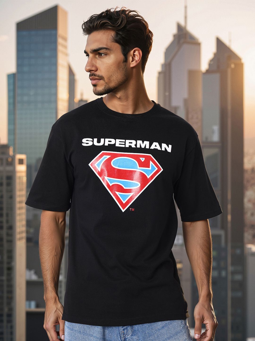 Buy The Indian Garage Co Men Superman Graphic Printed Pure Cotton
