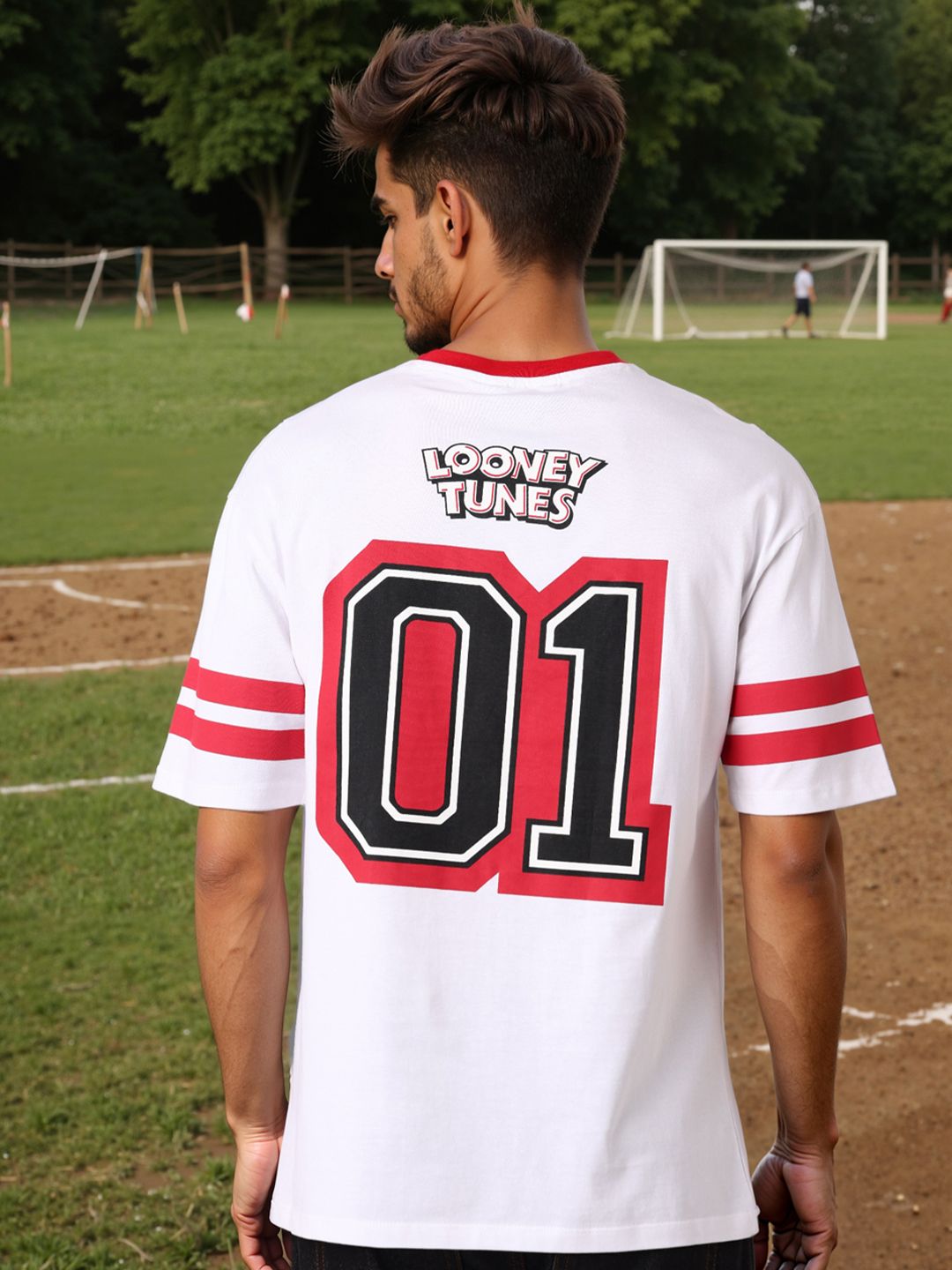 The Indian Garage Co Men Bugs Bunny Typography Printed Pure Cotton Relaxed Fit T-shirt