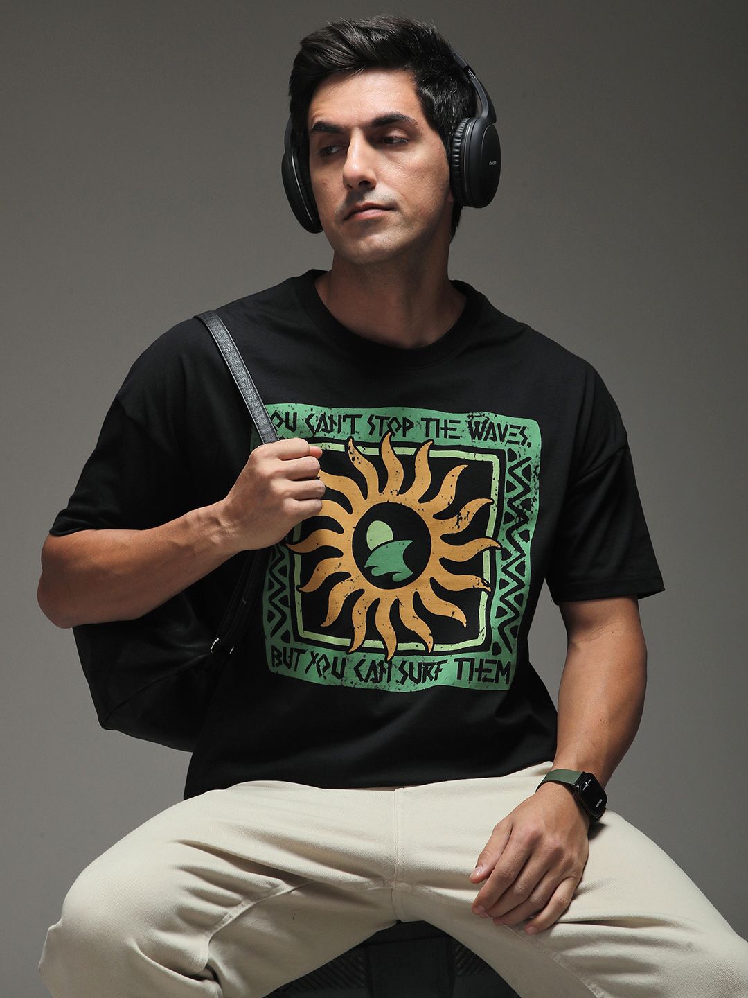 Stormborn Men Drop-Shoulder Printed Cotton Oversized Tshirt