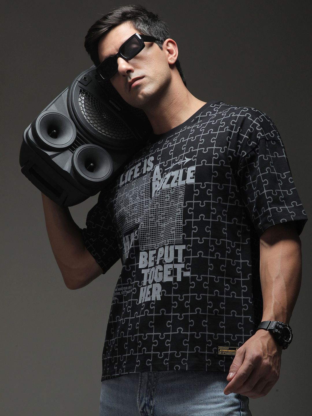 Stormborn Men Drop-Shoulder Printed Cotton Oversized Tshirt