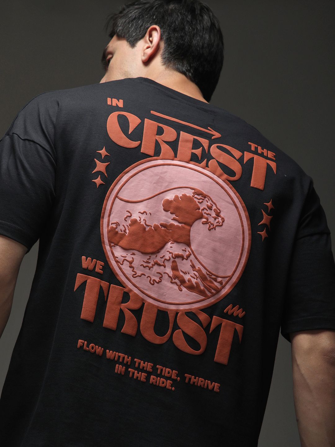 Stormborn Men Drop-Shoulder Puff Printed Cotton Oversized Tshirt