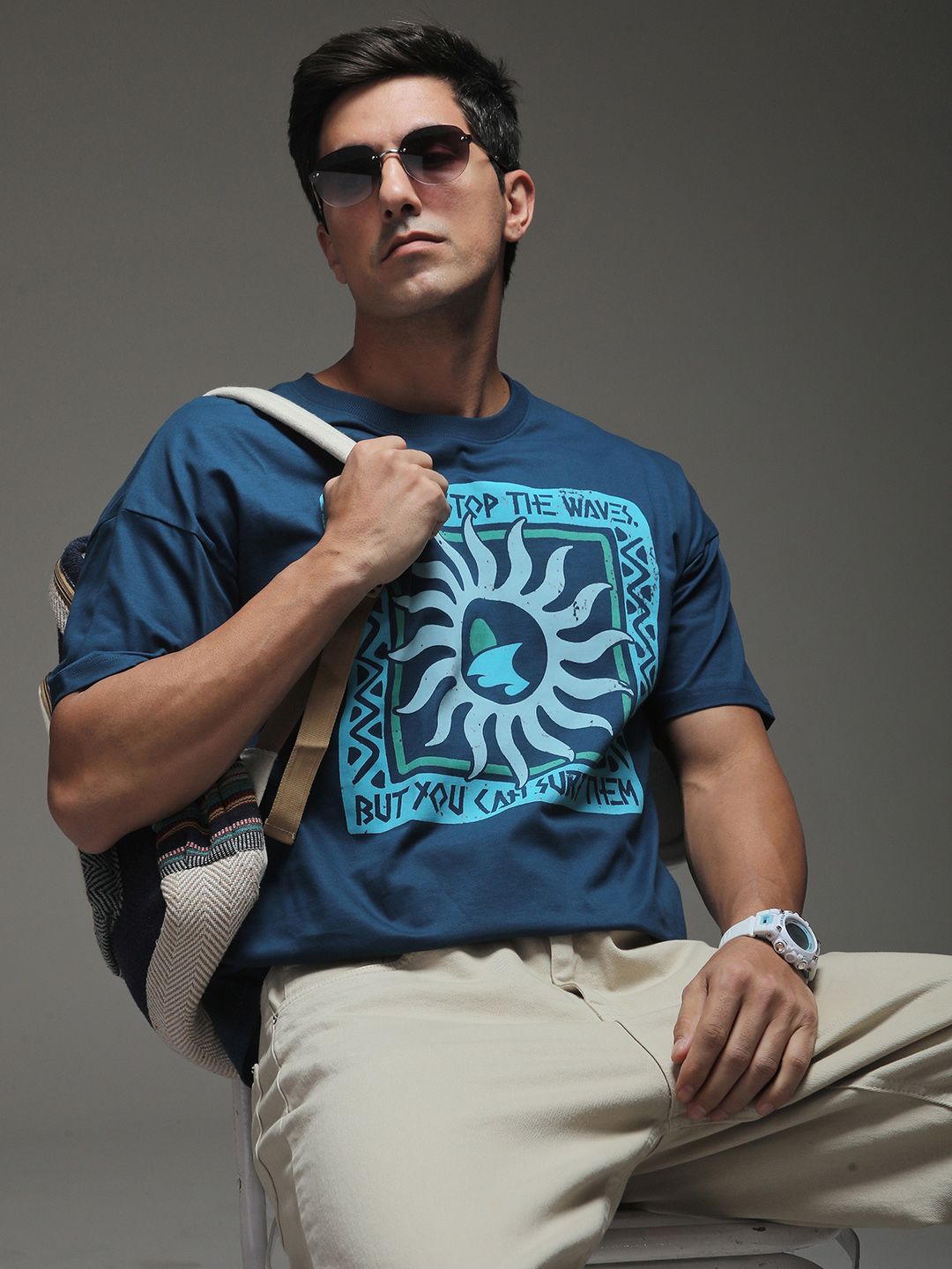 Stormborn Men Drop-Shoulder Printed Cotton Oversized Tshirt
