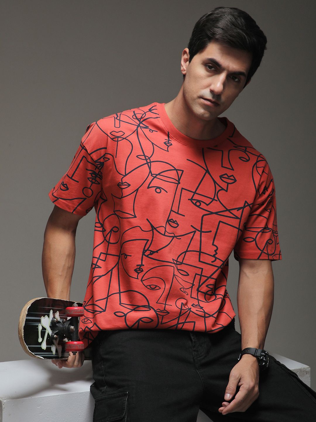 Stormborn Men Drop-Shoulder Printed Cotton Oversized Tshirt