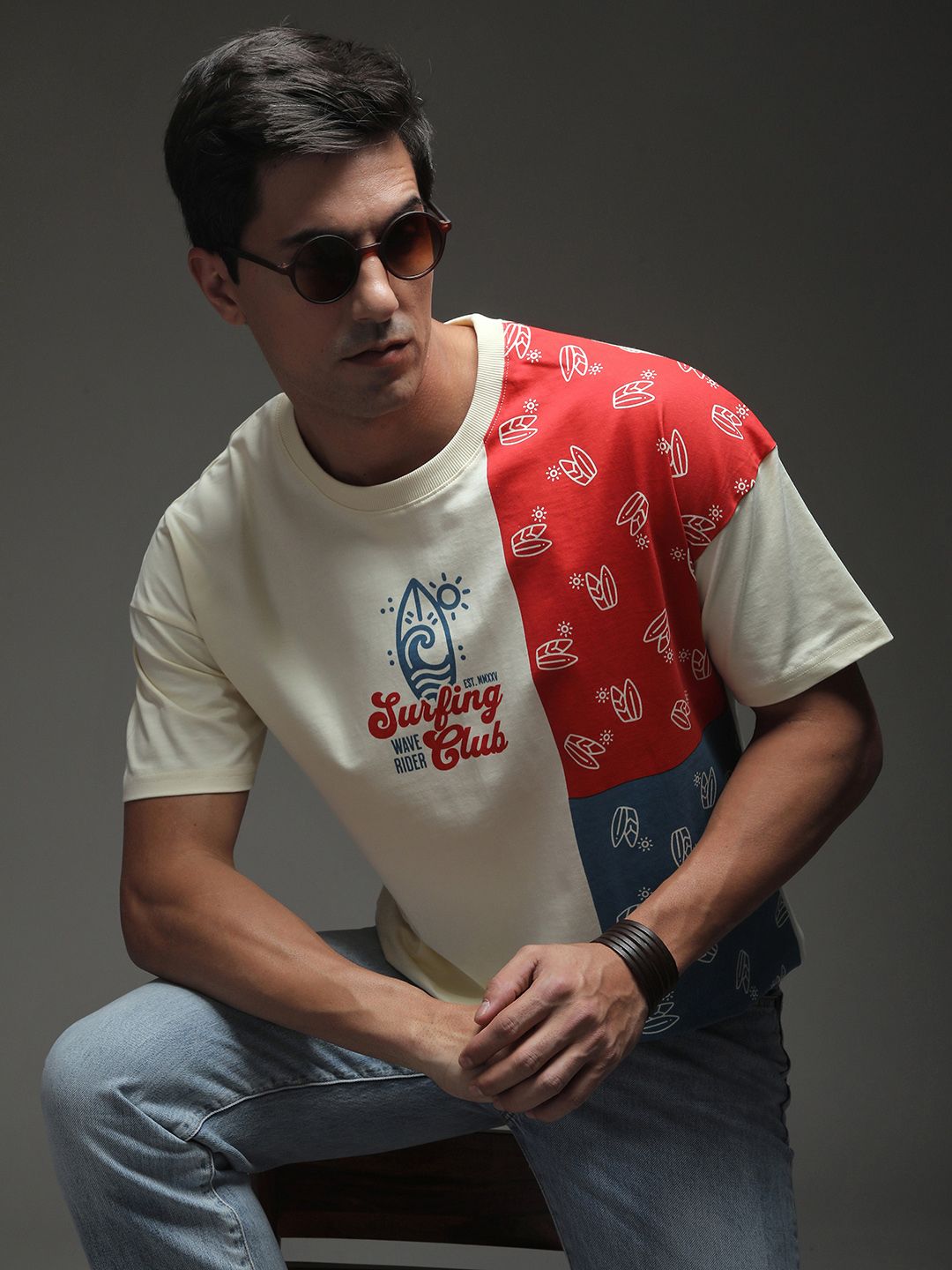 Stormborn Men Drop-Shoulder Printed Cotton Oversized Tshirt