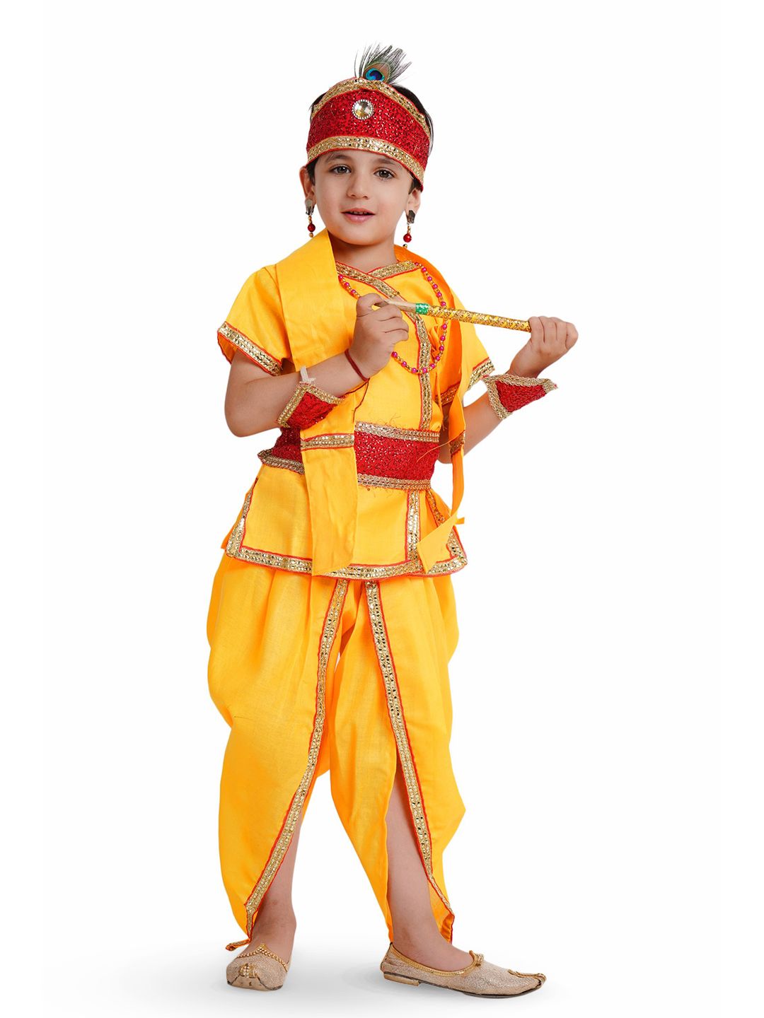 Kaku Fancy dresses Boys Lord Krishna Costume Kurta With Dhoti Pants & Accessories