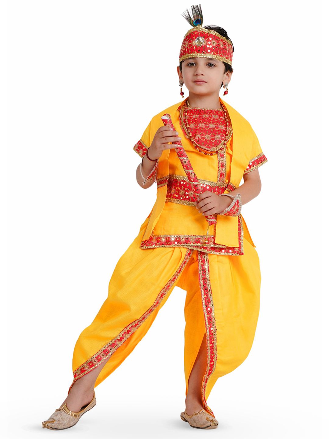 Kaku Fancy dresses Boys Krishna Costume Kurta With Dhoti Pants & Accessories