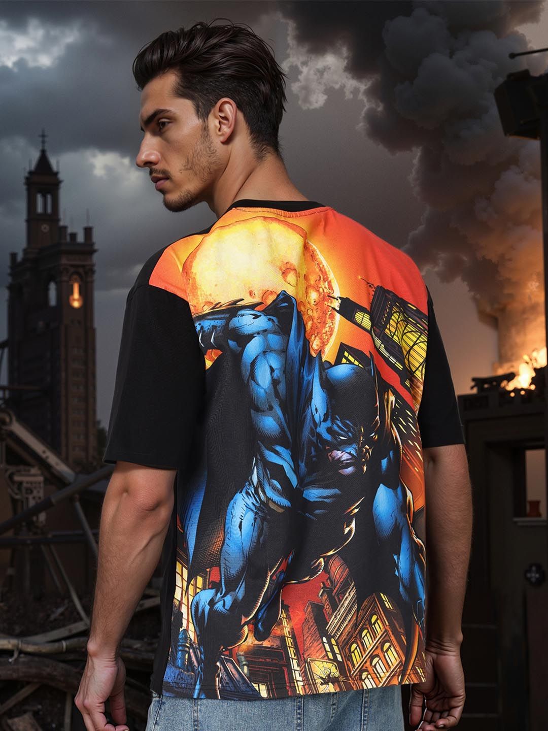 The Indian Garage Co Men Printed Pockets Boxy T-shirt