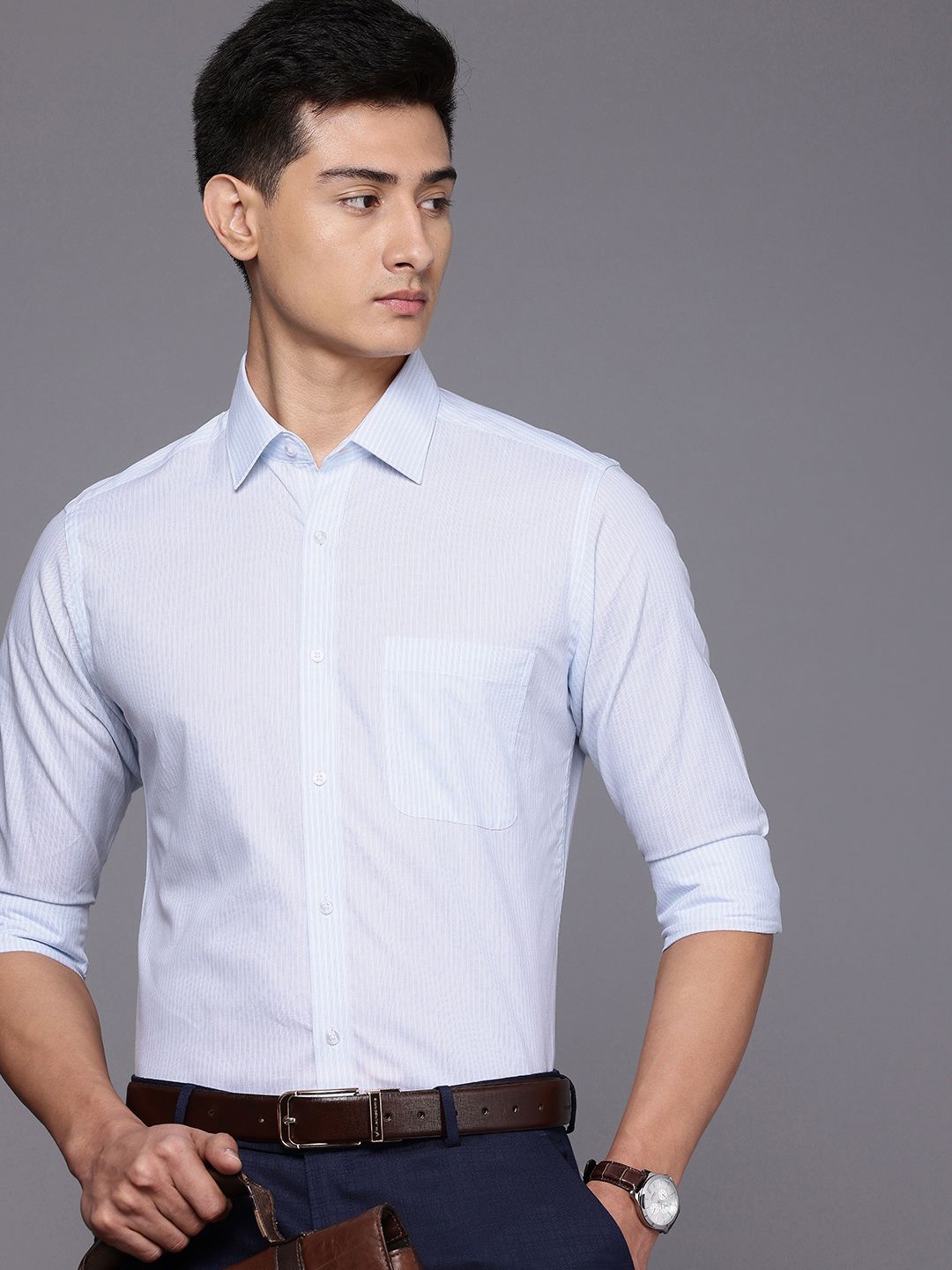 Raymond Slim Fit Striped Pure Cotton Formal Shirt