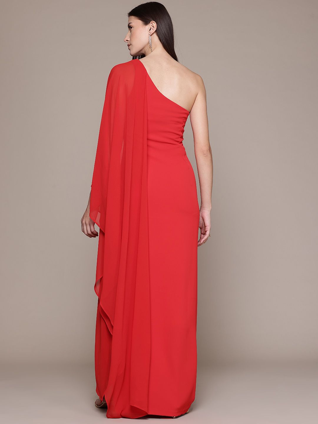 One Shoulder Slit Sleeve Maxi Dress