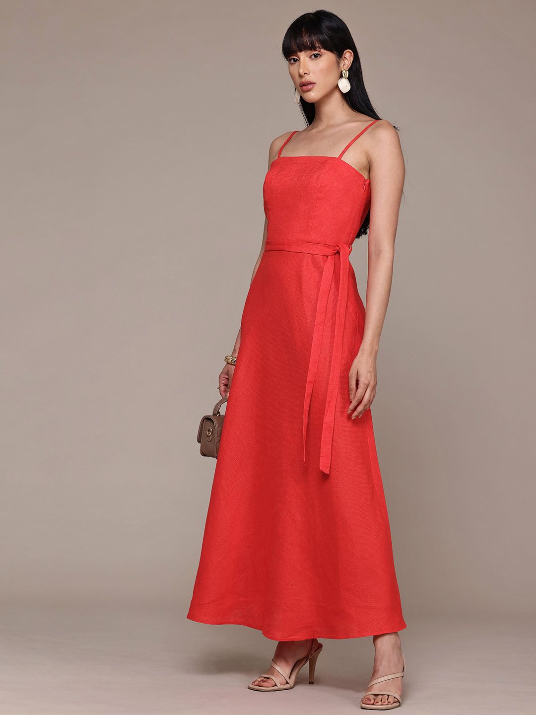 Buy MANGO Shoulder Straps Pure Linen Maxi Dress - Dresses for Women  33444626 | Myntra