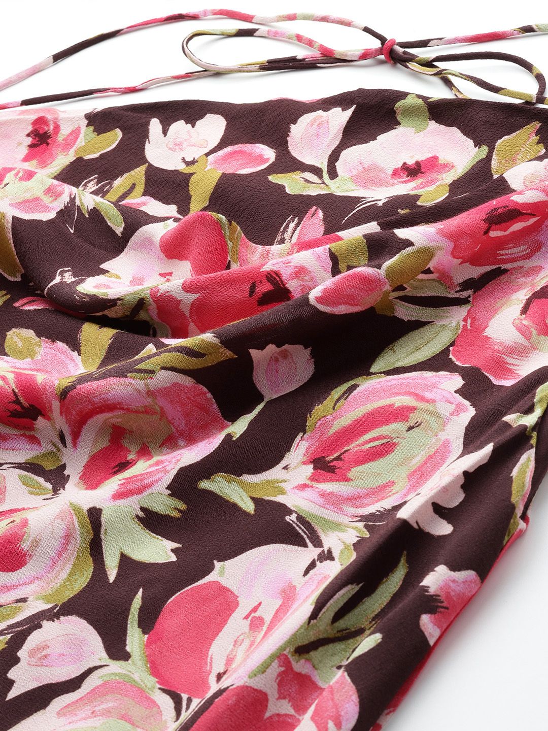 Floral Print Cowl Neck Maxi Dress