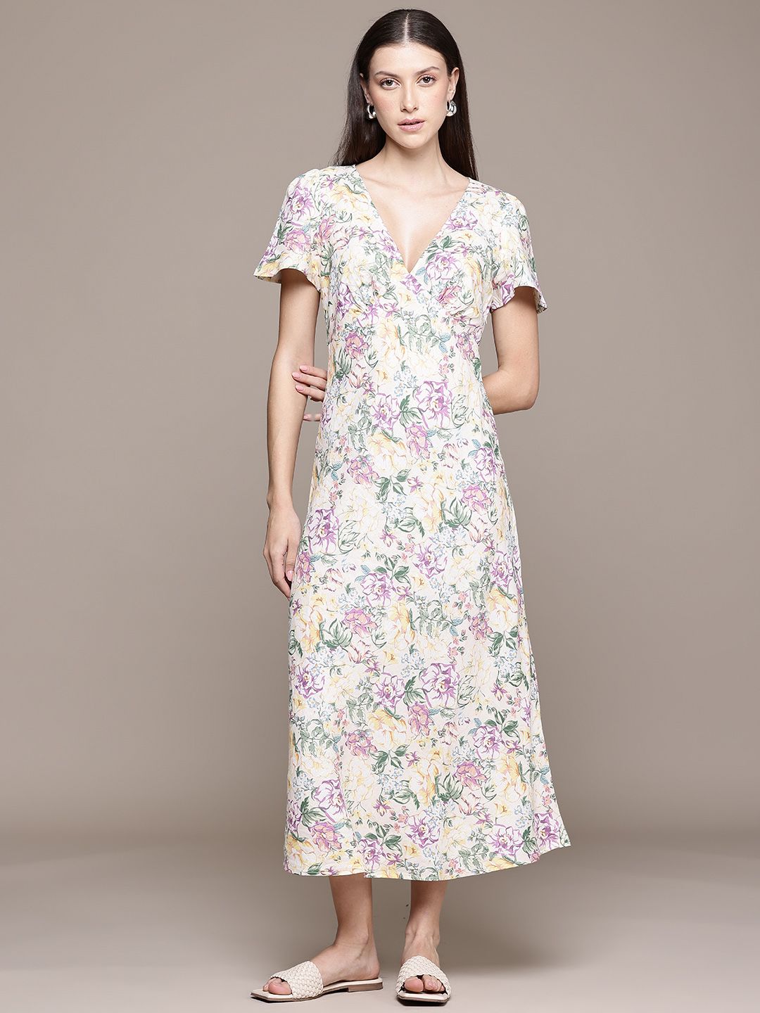 Floral Print A-Line Midi Dress