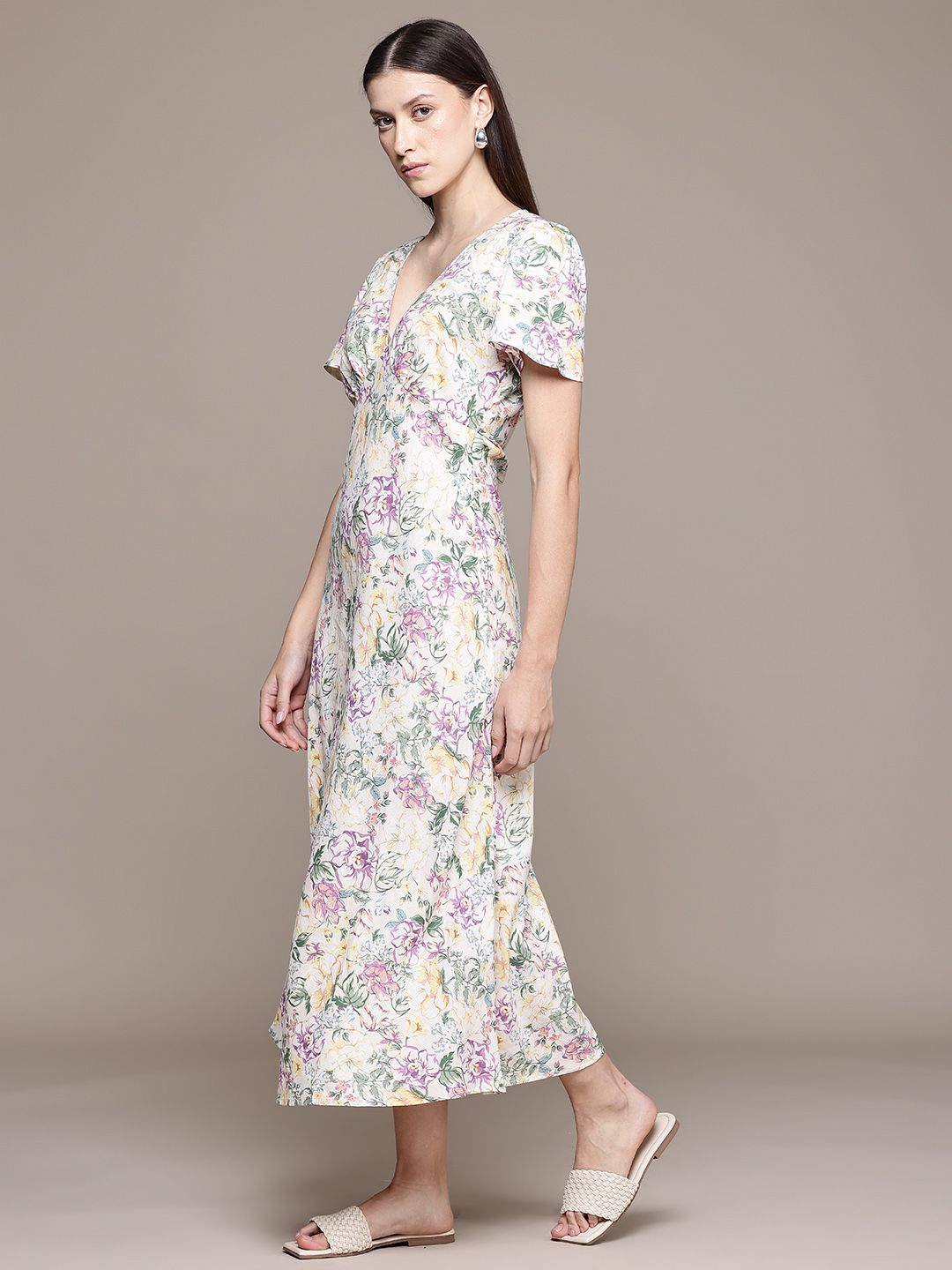 Floral Print A-Line Midi Dress