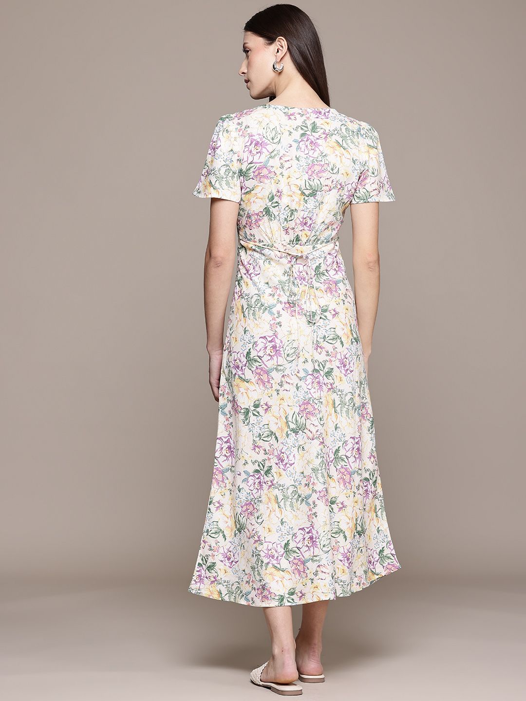 Floral Print A-Line Midi Dress