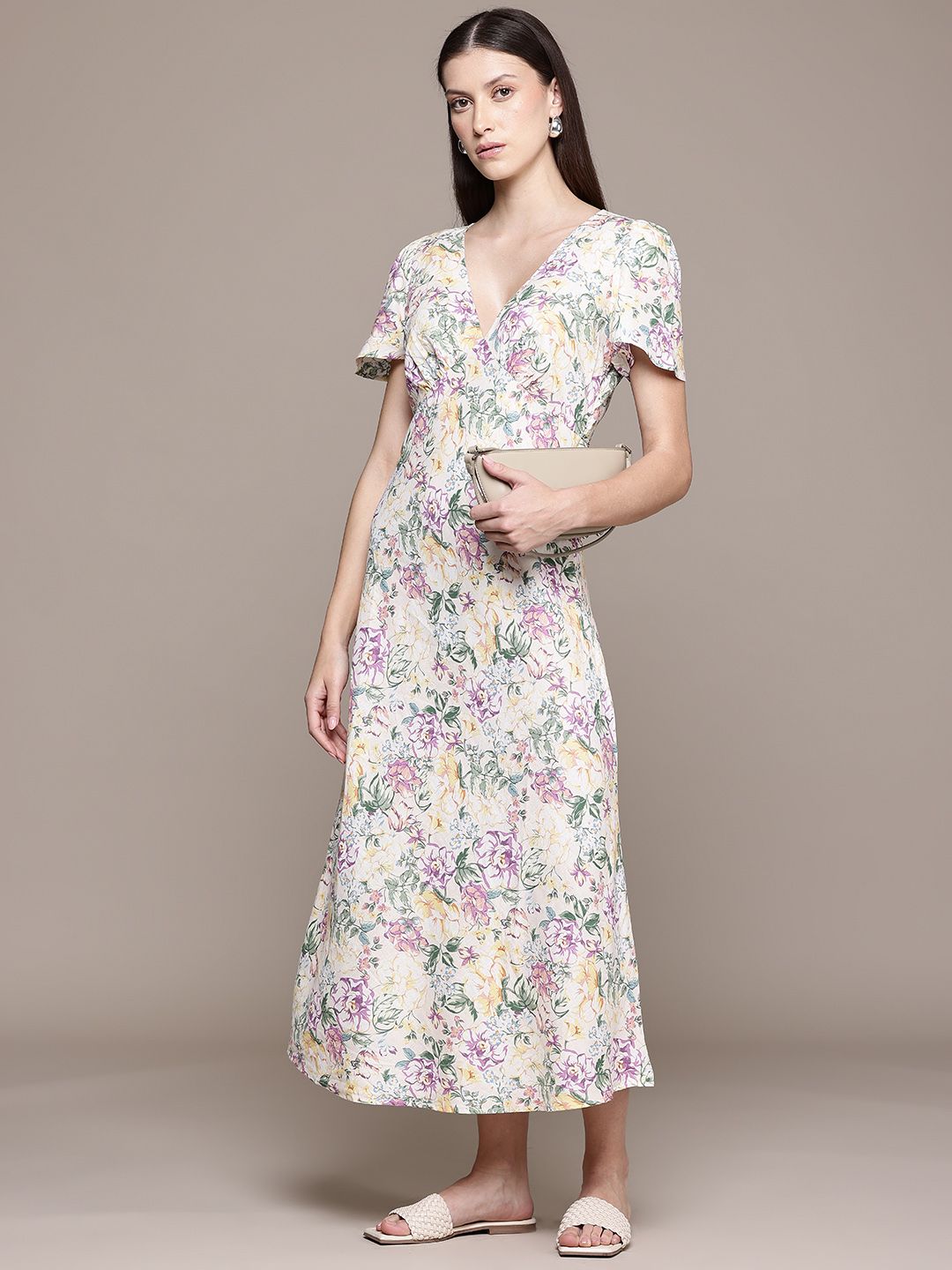 Floral Print A-Line Midi Dress