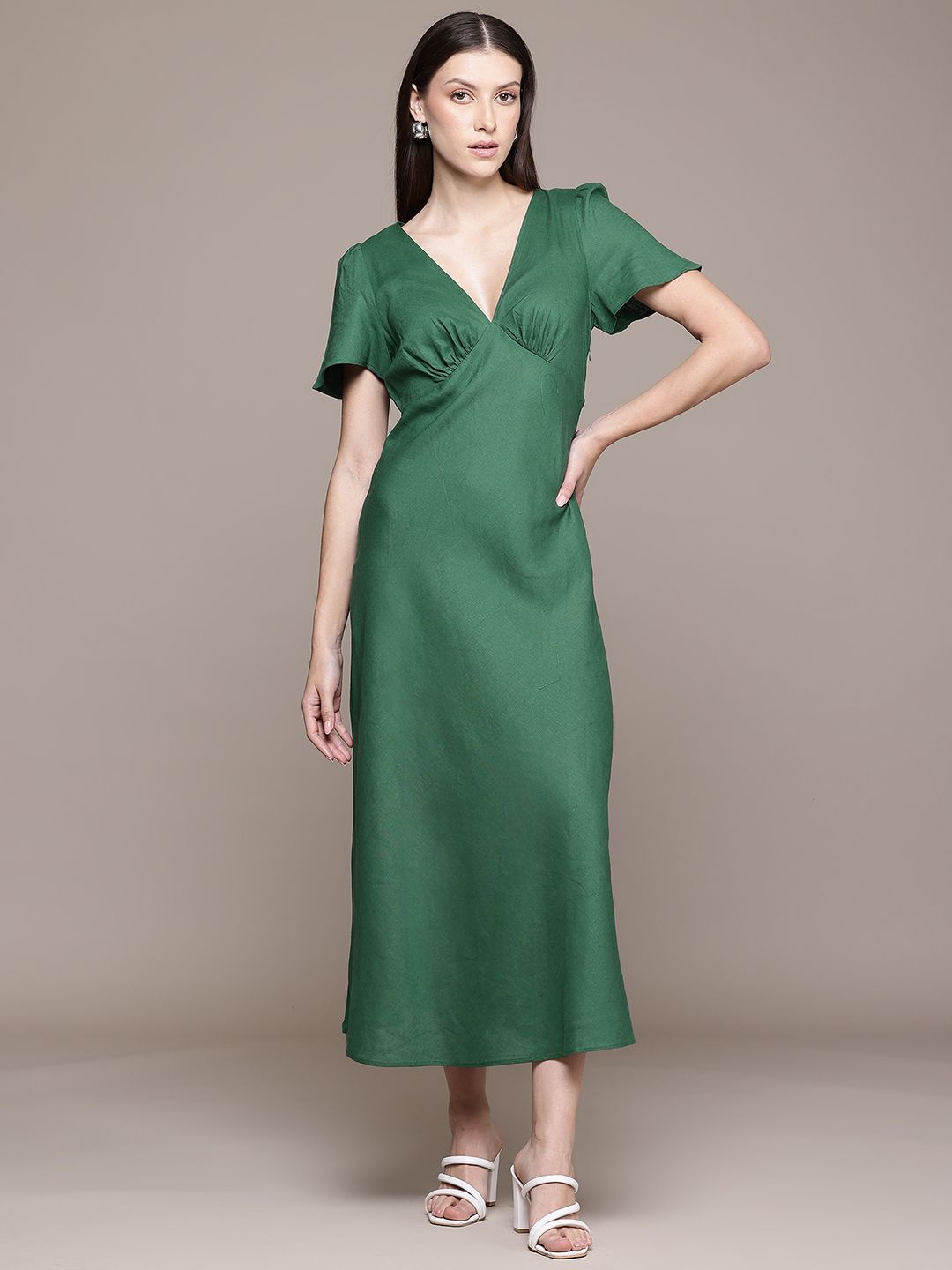mango green wrap dress Mango Capsule Draped Shirt Dress with Side Opening Green Size US 4 NEW With tag
