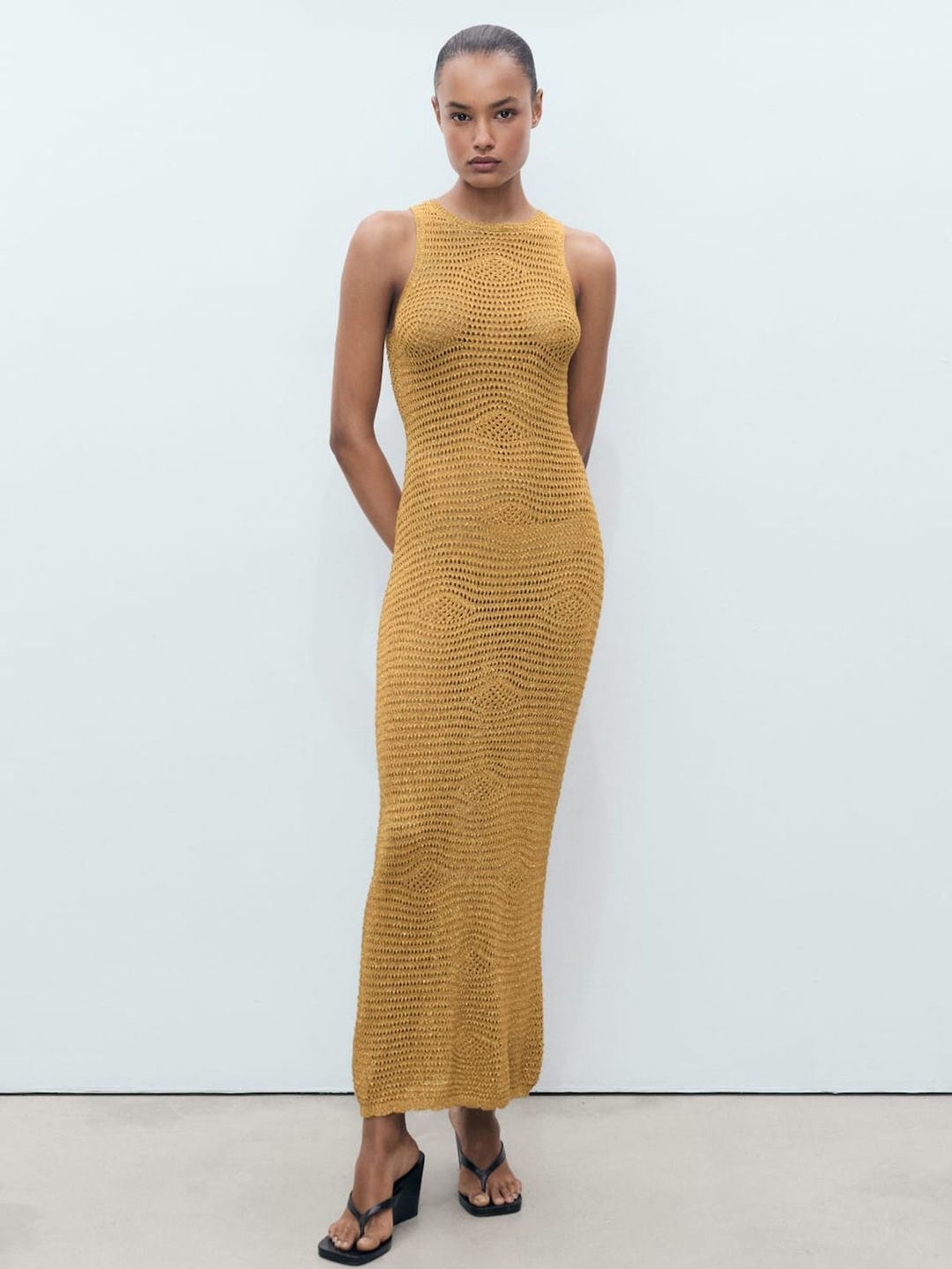 Open Knit Lurex Maxi Dress