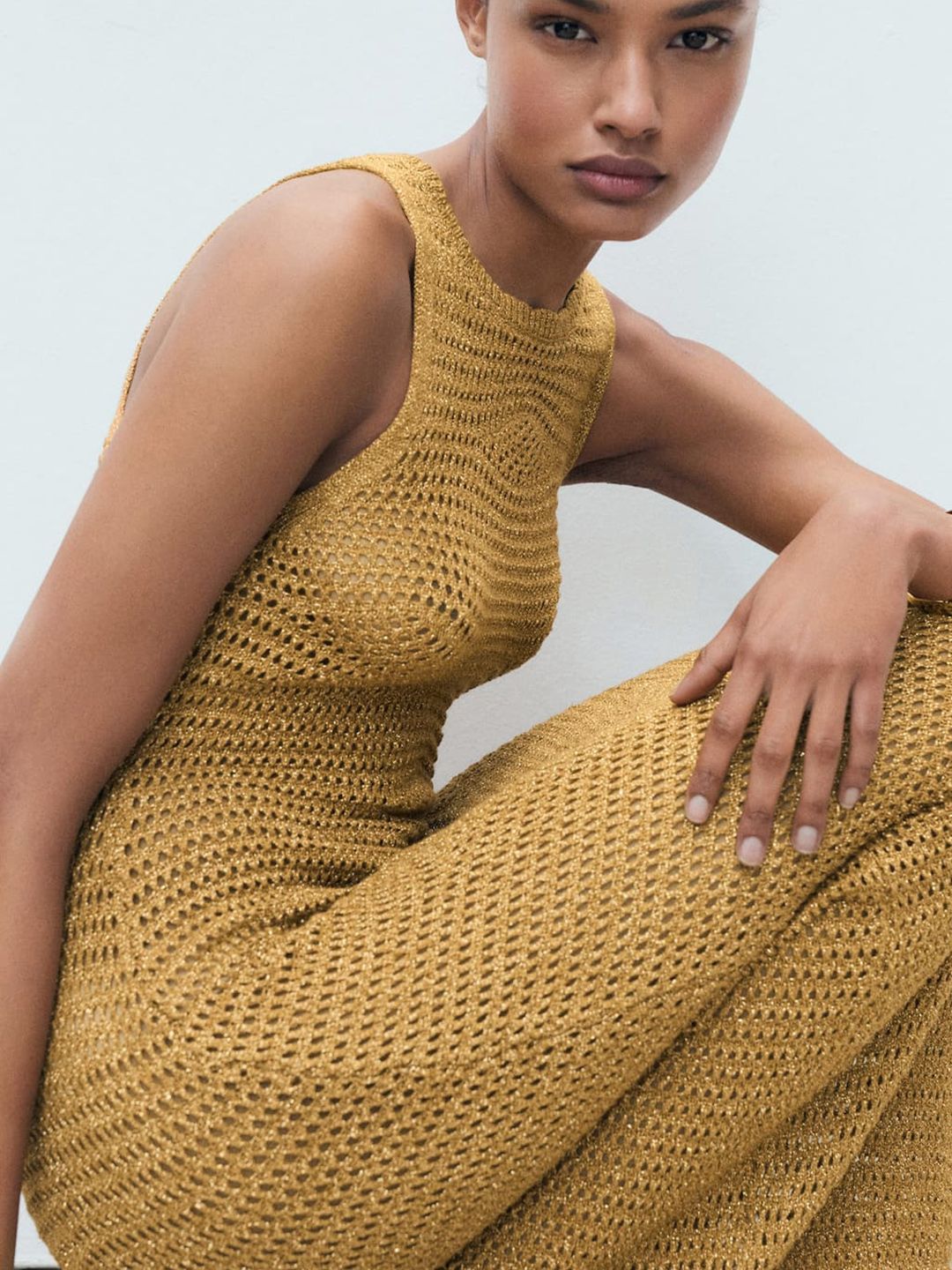 Open Knit Lurex Maxi Dress